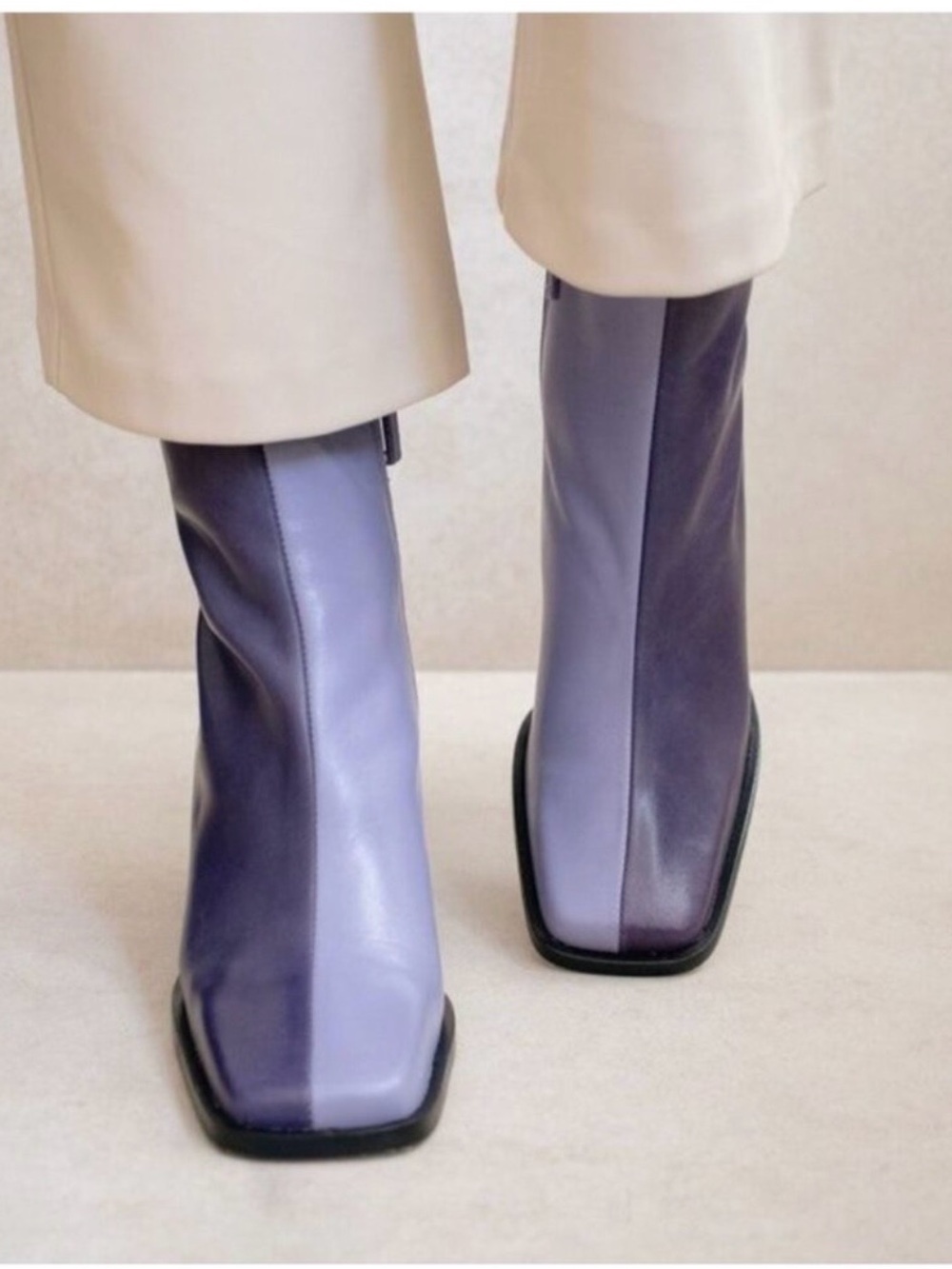Alohas South Bicolor Lilac Ankle Leather Boot - Size 38
